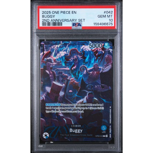2025 ONE PIECE ENGLISH VERSION 2ND ANNIVERSARY SET #042 BUGGY PSA 10
