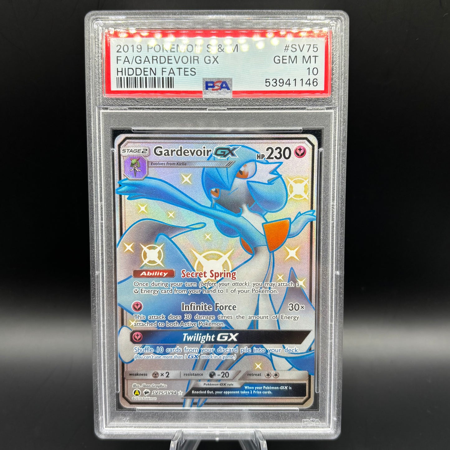 PSA 10 2019 POKEMON SUN & MOON HIDDEN FATES #SV75 FA/GARDEVOIR GX HIDDEN FATES