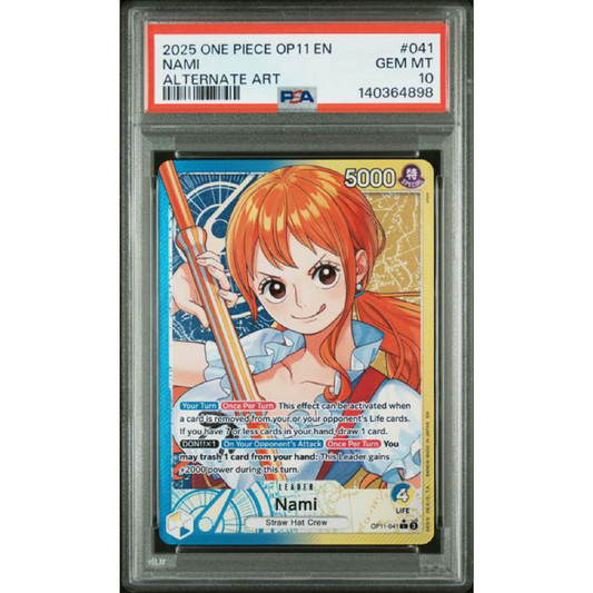 PSA 10 2025 ONE PIECE OP11-A FIST OF DIVINE SPEED #041 NAMI ALTERNATE ART