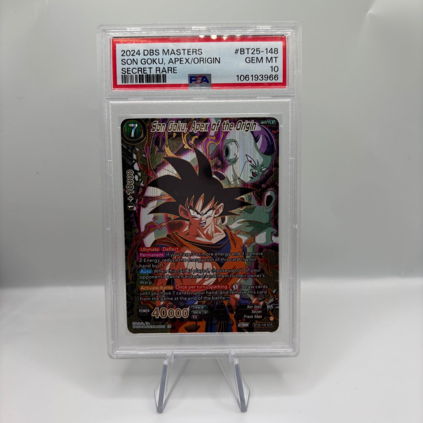 2024 DRAGON BALL SUPER CARD GAME MASTERS SERIES 25 LEGEND OF THE DRAGON BALLS #BT25-148 SON GOKU, APEX/ORIGIN SECRET RARE