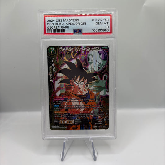 2024 DRAGON BALL SUPER CARD GAME MASTERS SERIES 25 LEGEND OF THE DRAGON BALLS #BT25-148 SON GOKU, APEX/ORIGIN SECRET RARE