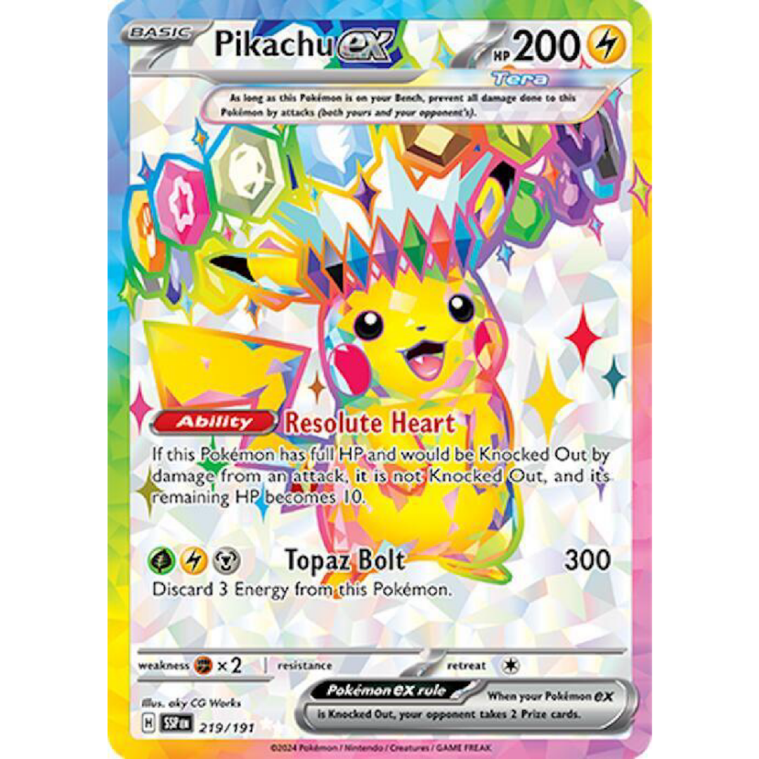 Pikachu ex - 219/191 - SV08: Surging Sparks Single Card