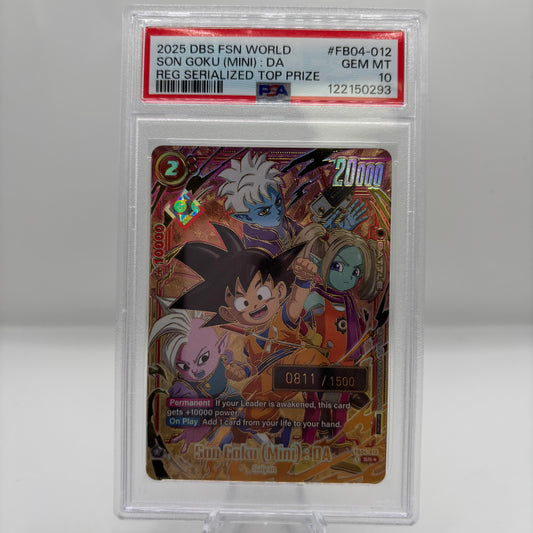 2025 DRAGON BALL SUPER CARD GAME FUSION WORLD REGIONALS SERIALIZED TOP PRIZE #FB04-012 SON GOKU (MINI) : DA
