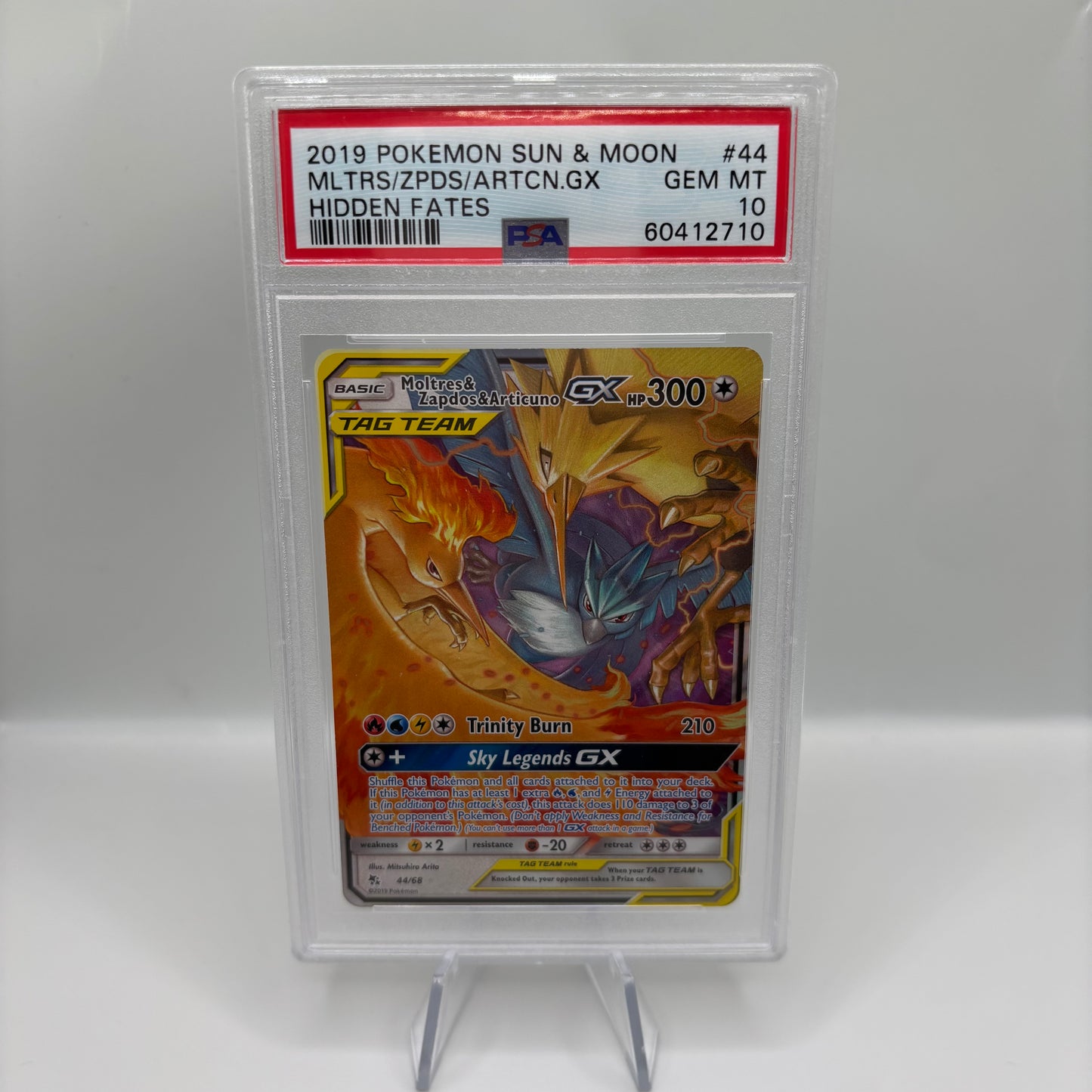 PSA 10 2019 POKEMON SUN & MOON HIDDEN FATES #44 MLTRS/ZPDS/ARTCN.GX HIDDEN FATES