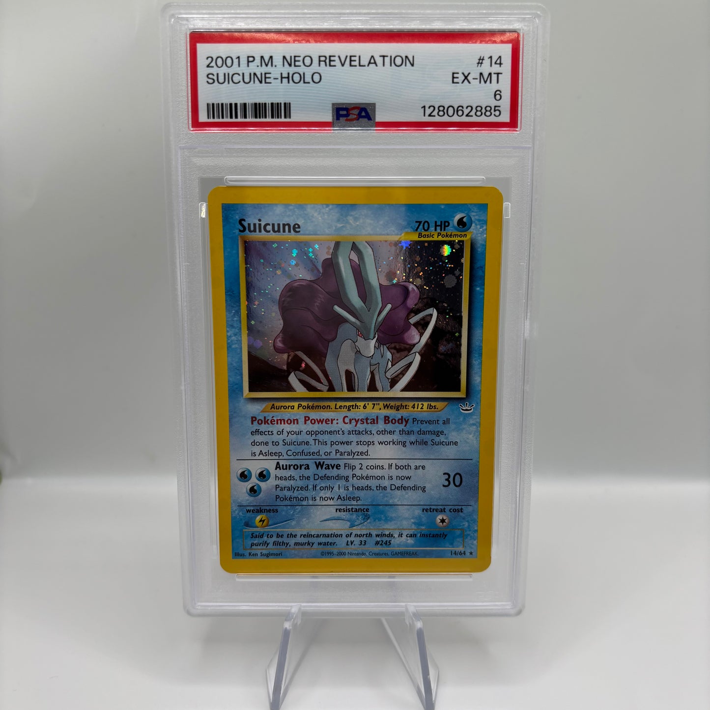 PSA 6 2001 POKEMON NEO REVELATION #14 SUICUNE-HOLO