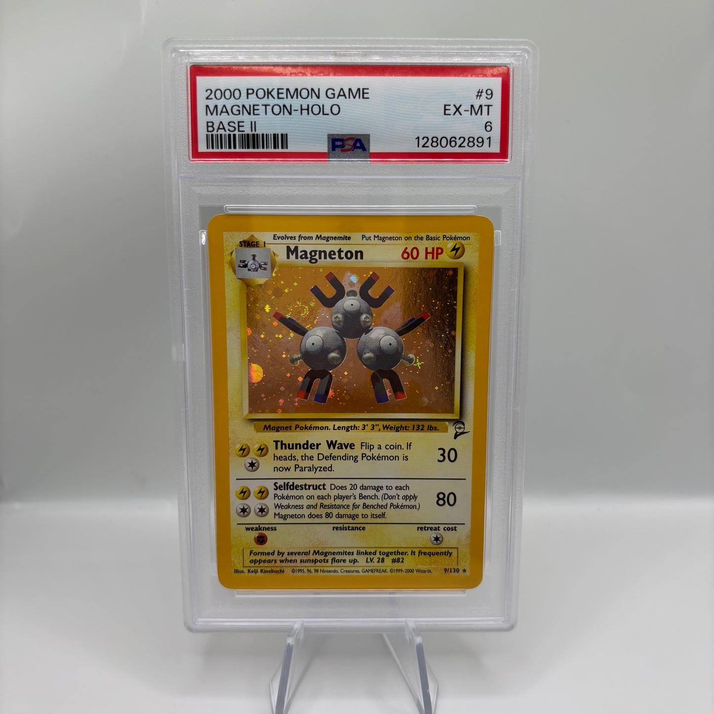 PSA 6 2000 POKEMON GAME BASE II #9 MAGNETON-HOLO BASE II