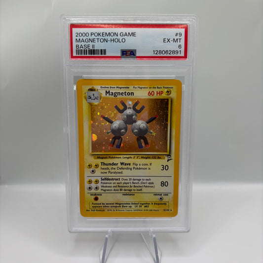 PSA 6 2000 POKEMON GAME BASE II #9 MAGNETON-HOLO BASE II