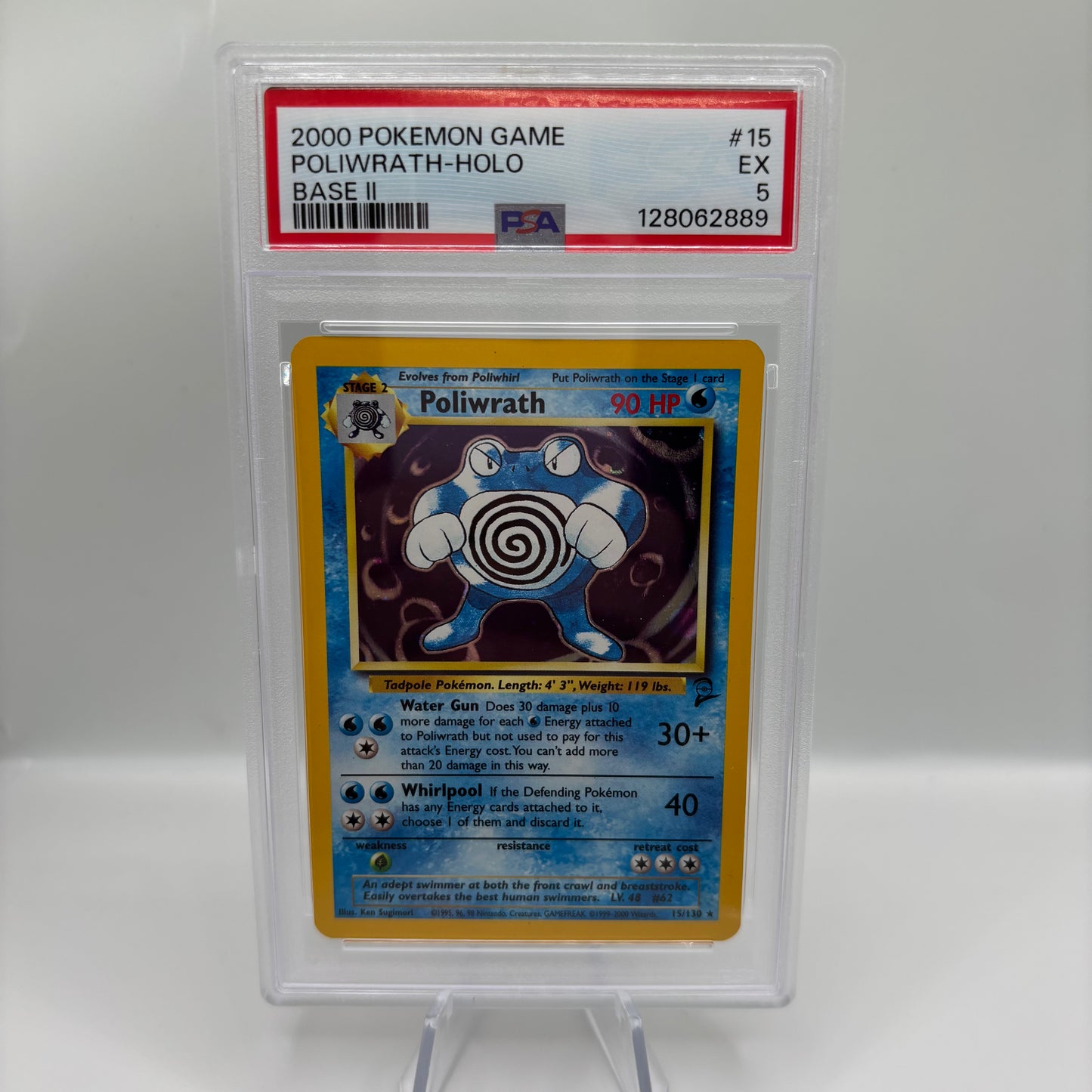 PSA 5 2000 POKEMON GAME BASE II #15 POLIWRATH-HOLO BASE II