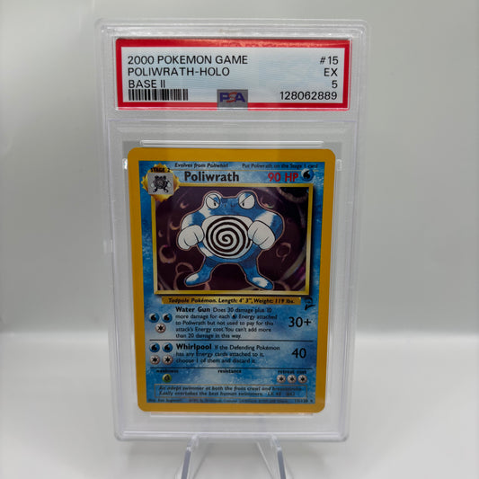 PSA 5 2000 POKEMON GAME BASE II #15 POLIWRATH-HOLO BASE II
