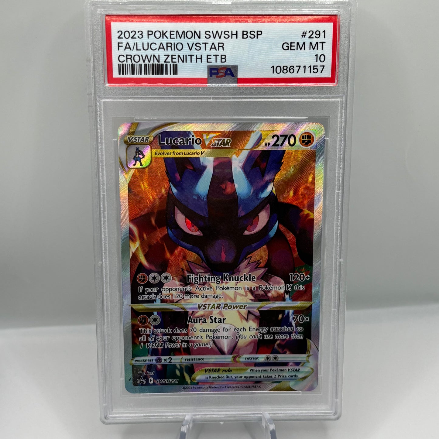 2023 POKEMON SWSH BLACK STAR PROMO #291 FA/LUCARIO VSTAR CROWN ZENITH ETB