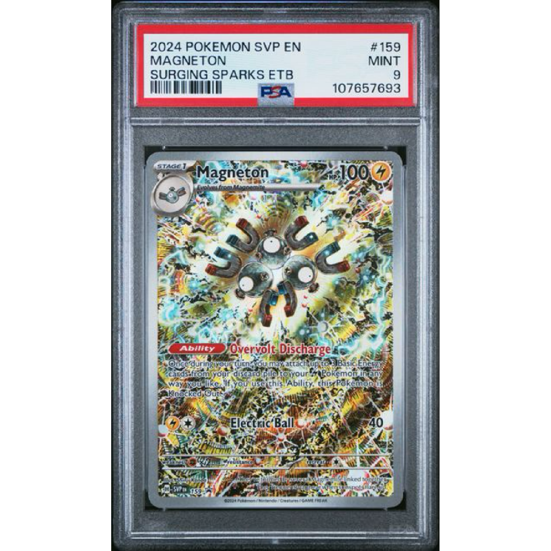 2024 POKEMON SVP EN-SV BLACK STAR PROMO #159 MAGNETON SURGING SPARKS ETB PSA 9