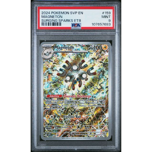 2024 POKEMON SVP EN-SV BLACK STAR PROMO #159 MAGNETON SURGING SPARKS ETB PSA 9