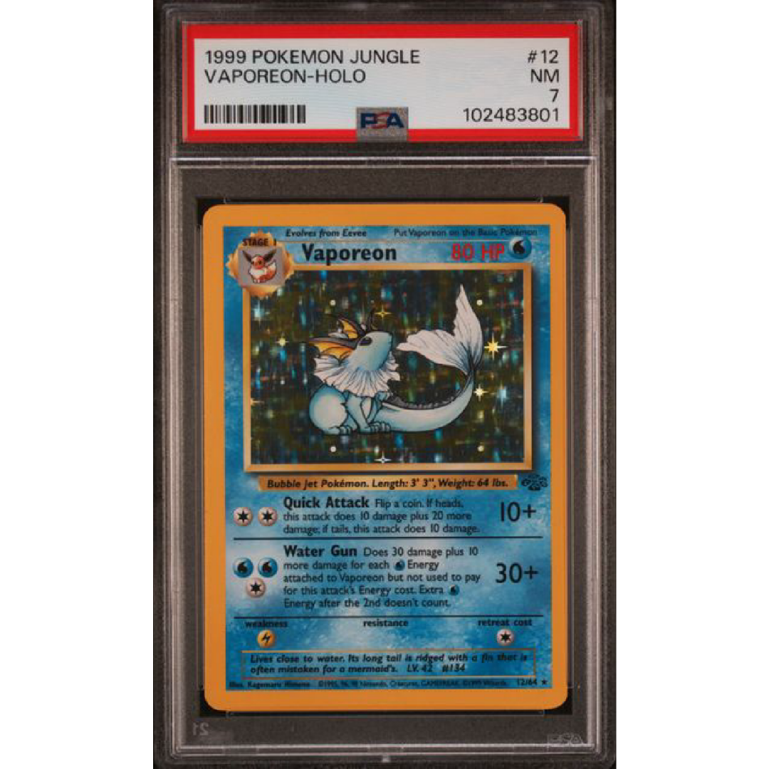 1999 POKEMON JUNGLE #12 VAPOREON-HOLO PSA 7