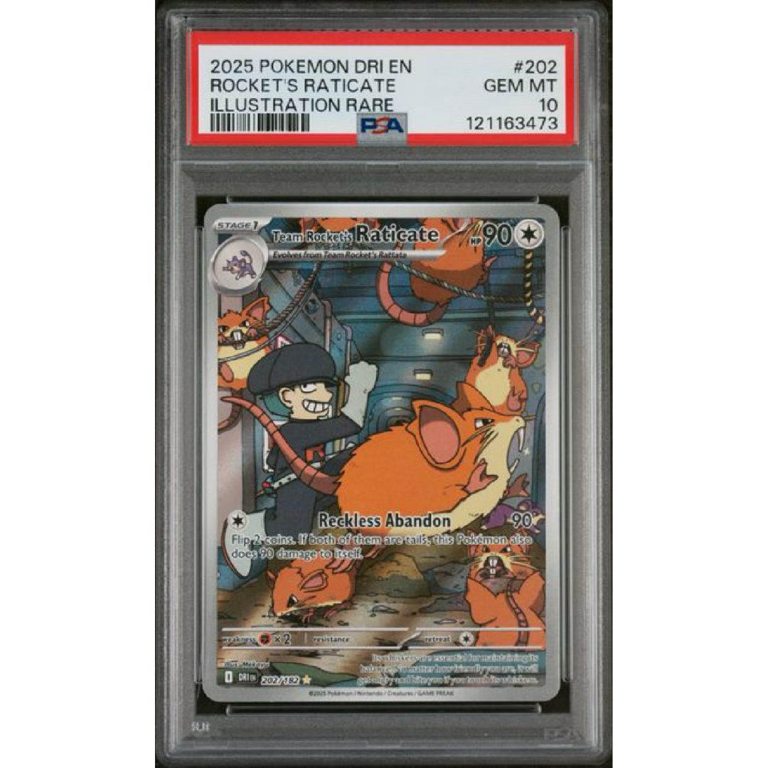 2025 POKEMON DRI EN-DESTINED RIVALS #202 ROCKET'S RATICATE ILLUSTRATION RARE PSA 10