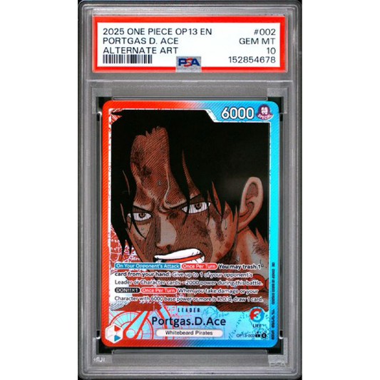 PSA 10 2025 ONE PIECE OP13-CARRYING ON HIS WILL #002 PORTGAS D. ACE ALTERNATE ART