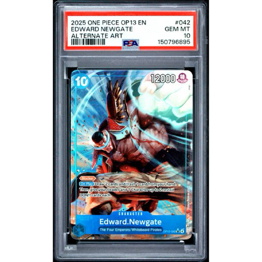 2025 ONE PIECE OP13-CARRYING ON HIS WILL #042 EDWARD NEWGATE ALTERNATE ART PSA 10