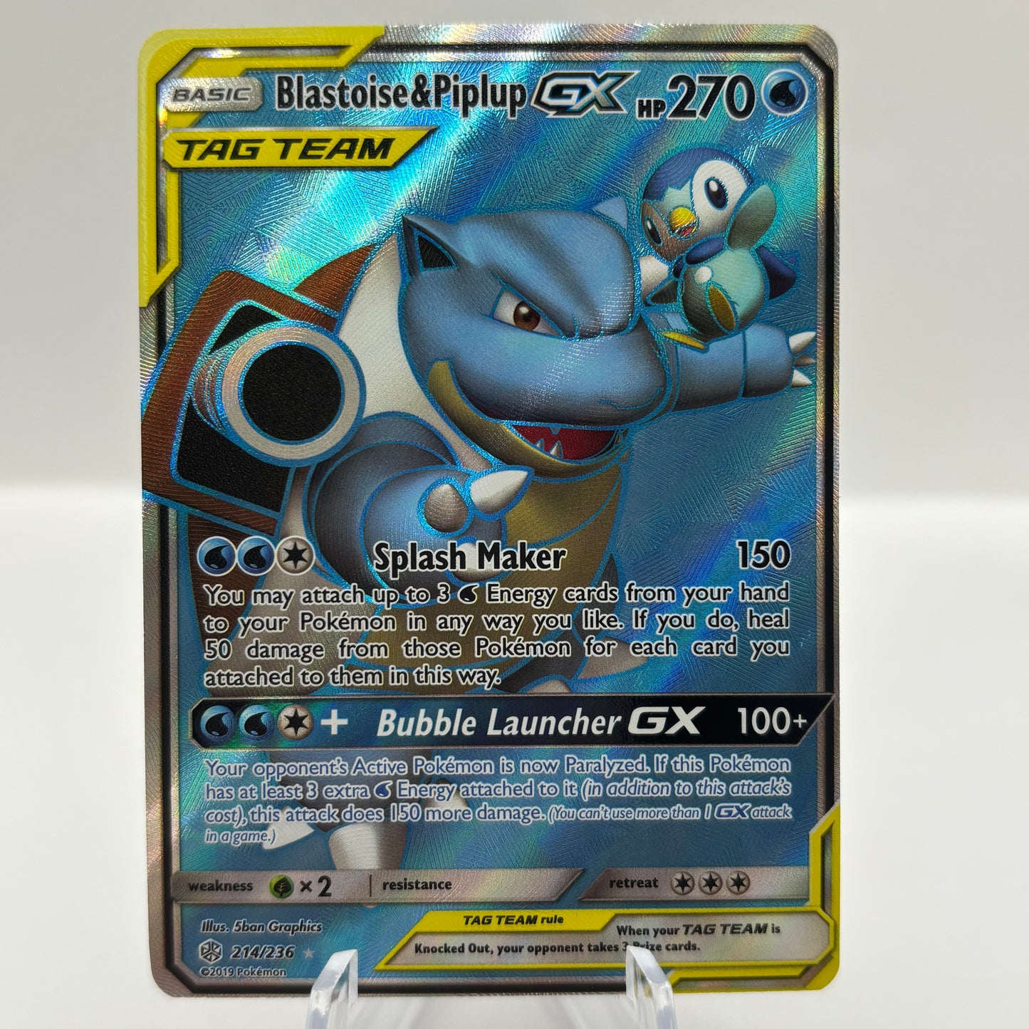 Light play - Blastoise & Piplup GX (Full Art) - SM - Cosmic Eclipse single card