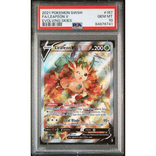 2021 POKEMON SWORD & SHIELD EVOLVING SKIES #167 FA/LEAFEON V EVOLVING SKIES