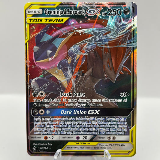 Light Play - Greninja & Zoroark GX - SM - Unbroken bonds single card