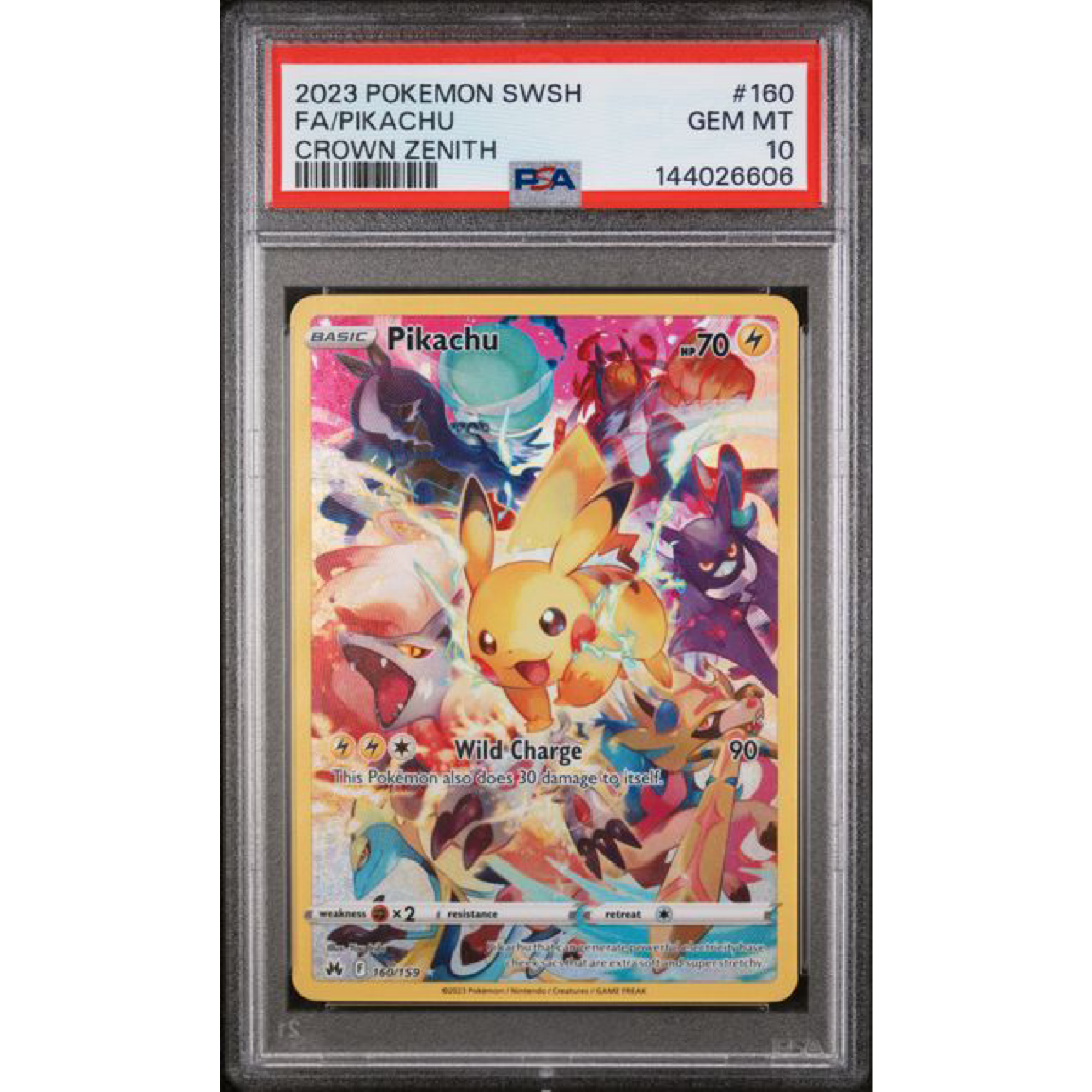 2023 POKEMON SWORD AND SHIELD CROWN ZENITH #160 FA/PIKACHU CROWN ZENITH PSA 10
