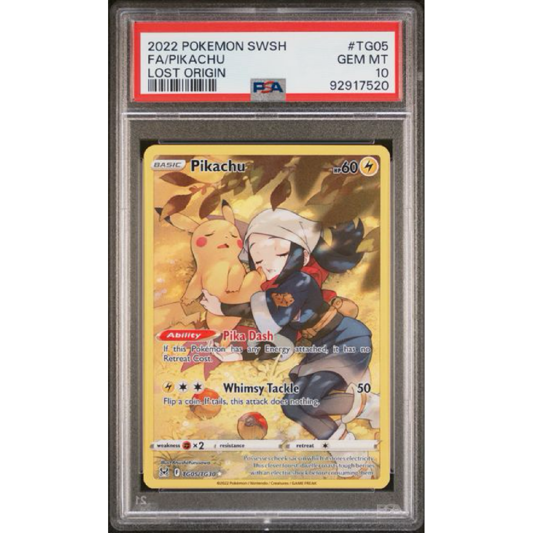 2022 POKEMON SWORD & SHIELD LOST ORIGIN #TG05 FA/PIKACHU LOST ORIGIN PSA 10