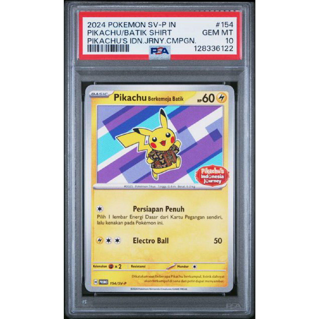 PSA 10 Sequential Set Of 4 - Pikachu’s Indonesia Journey - Berkemeja Batik