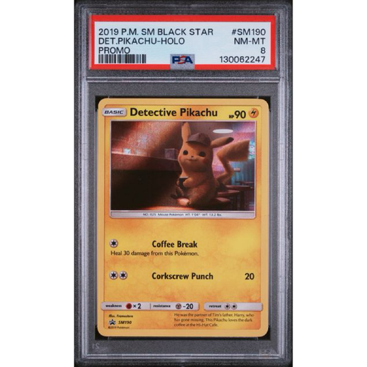 PSA 82019 POKEMON SM BLACK STAR PROMO #SM190 DET.PIKACHU-HOLO PROMO
