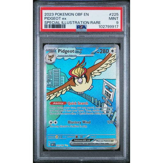 PSA 9 2023 POKEMON OBF EN-OBSIDIAN FLAMES #225 PIDGEOT EX SPECIAL ILLUSTRATION RARE