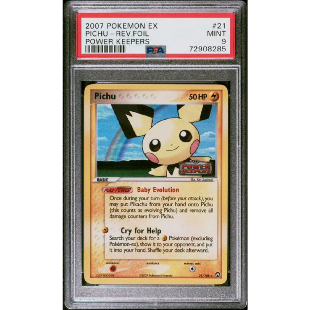 PSA 9 2007 POKEMON EX POWER KEEPERS #21 PICHU-REV.FOIL POWER KEEPERS