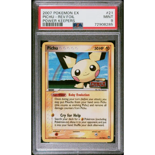 PSA 9 2007 POKEMON EX POWER KEEPERS #21 PICHU-REV.FOIL POWER KEEPERS