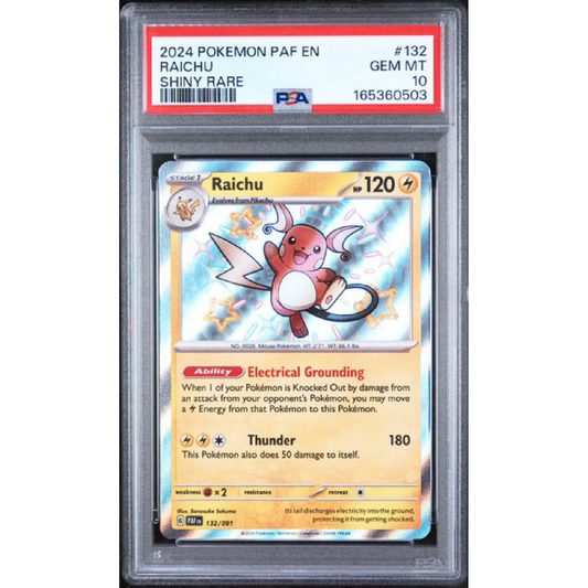 2024 POKEMON PAF EN-PALDEAN FATES #132 RAICHU SHINY RARE PSA 10