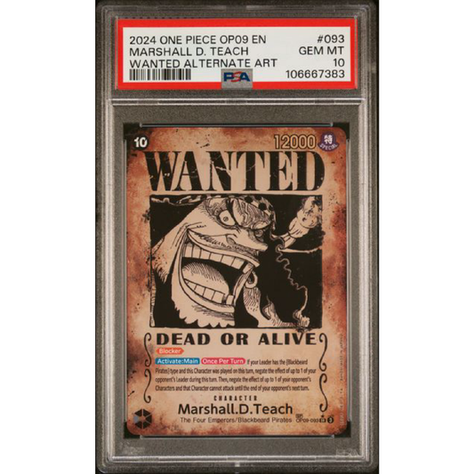 PSA 10 2024 ONE PIECE OP09-EMPERORS IN THE NEW WORLD #093 MARSHALL D. TEACH WANTED ALT ART