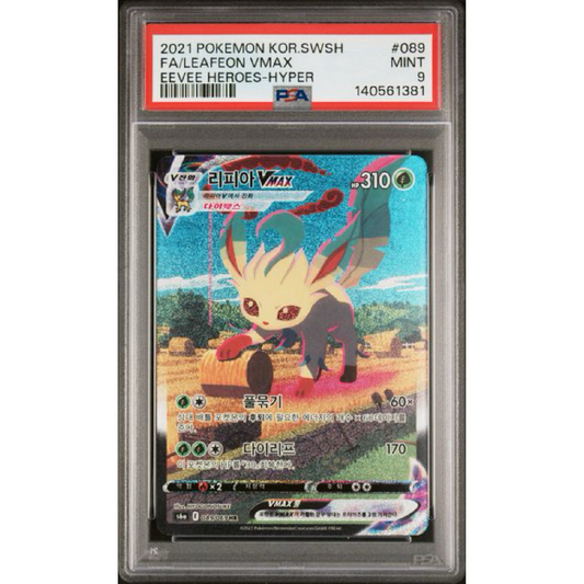 PSA 9 2021 POKEMON KOREAN SWORD & SHIELD EEVEE HEROES #089 FA/LEAFEON VMAX EEVEE HEROES-HYPER