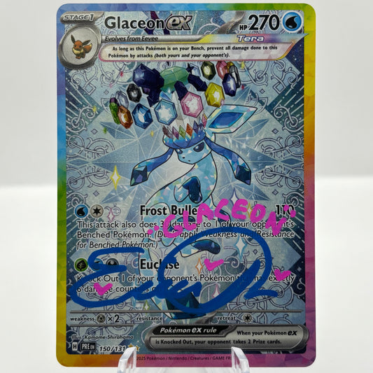 Glaceon ex - 150/131 - SV: Prismatic Evolutions autograph single card