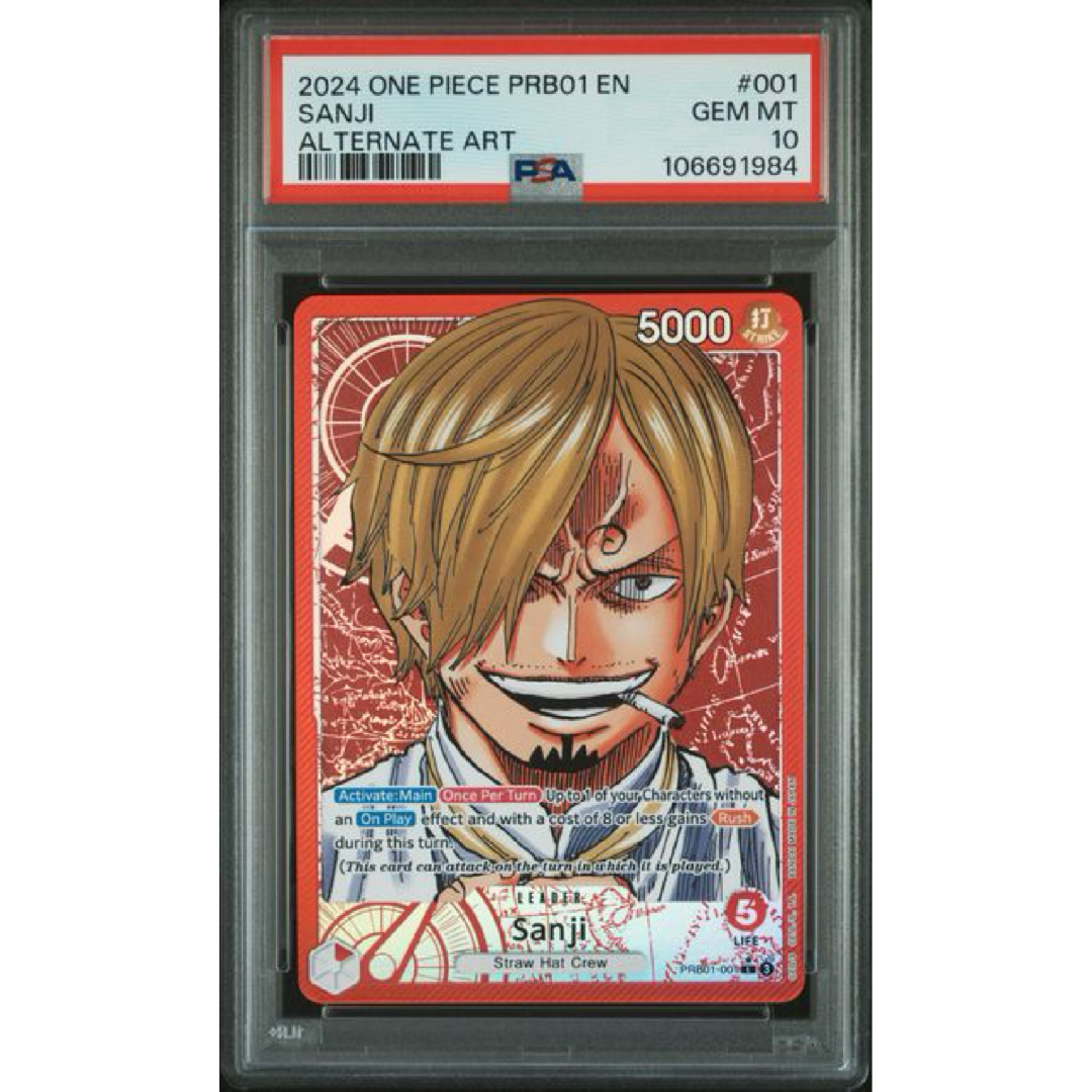 PSA 10 2024 ONE PIECE PRB01-PREMIUM BOOSTER -ONE PIECE CARD THE BEST- #001 SANJI ALTERNATE ART