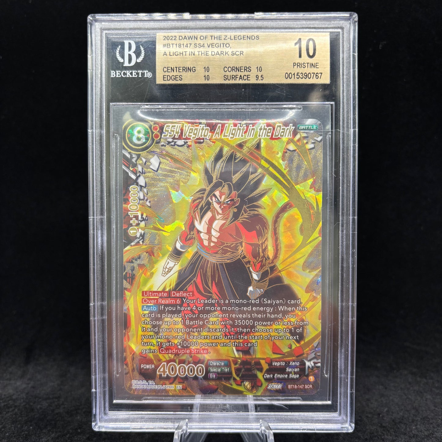 BECKETT 10 202 DAWN OF THE Z-LEGENDS SS4 VEGITO, A LIGHT IN THE DARK BT18-147 SCR