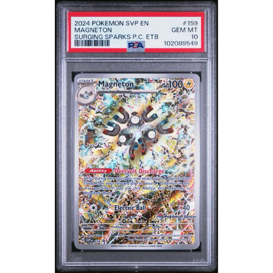 PSA 10 2024 POKEMON SVP EN-SV BLACK STAR PROMO #159 MAGNETON SURGING SPARKS POKEMON CENTER ETB