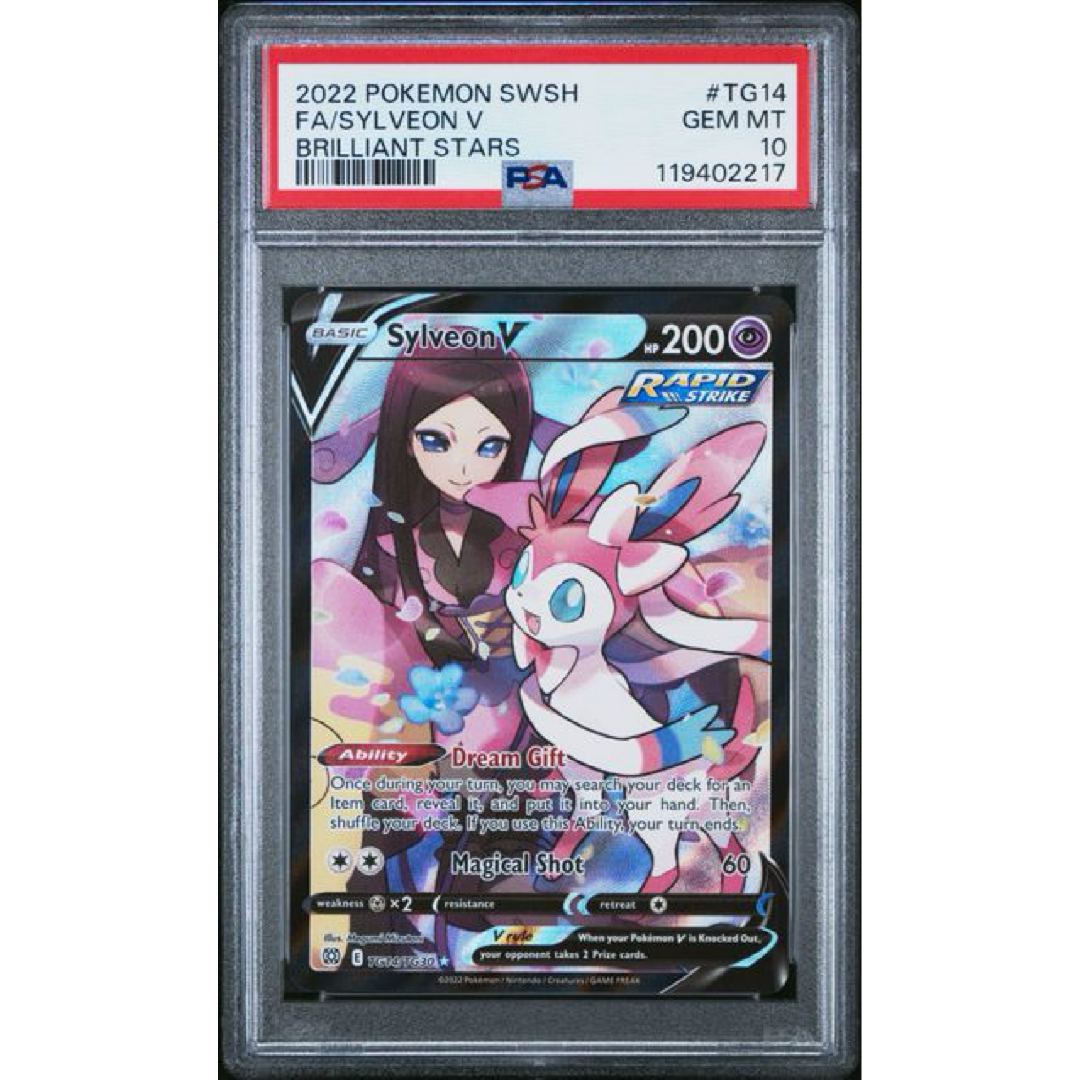 PSA 10 2022 POKEMON SWORD & SHIELD BRILLIANT STARS #TG14 FA/SYLVEON V BRILLIANT STARS