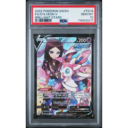 PSA 10 2022 POKEMON SWORD & SHIELD BRILLIANT STARS #TG14 FA/SYLVEON V BRILLIANT STARS