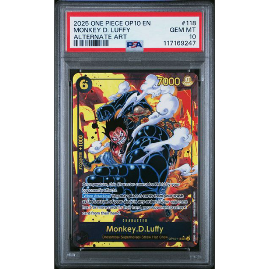 PSA 10 2025 ONE PIECE OP10-ROYAL BLOOD #118 MONKEY D. LUFFY ALTERNATE ART
