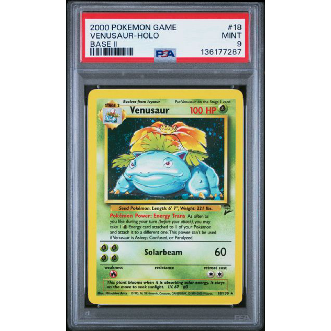 PSA 9 2000 POKEMON GAME BASE II #18 VENUSAUR-HOLO BASE II