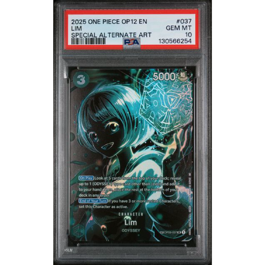 2025 ONE PIECE OP12-LEGACY OF THE MASTER #037 LIM SPECIAL ALTERNATE ART PSA 10