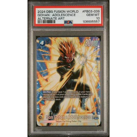 2024 DRAGON BALL SUPER CARD GAME FUSION WORLD RAGING ROAR #FB03-039 GOHAN : ADOLESCENCE ALTERNATE ART PSA 10