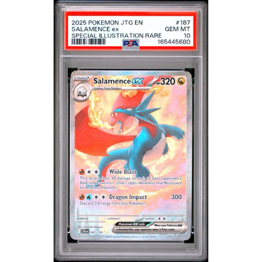 2025 POKEMON JTG EN-JOURNEY TOGETHER #187 SALAMENCE EX SPECIAL ILLUSTRATION RARE PSA 10