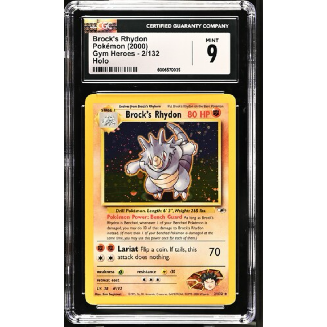 Brock’s Rhydon Gym Heroes 2/132 Holo - CGC MINT 9
