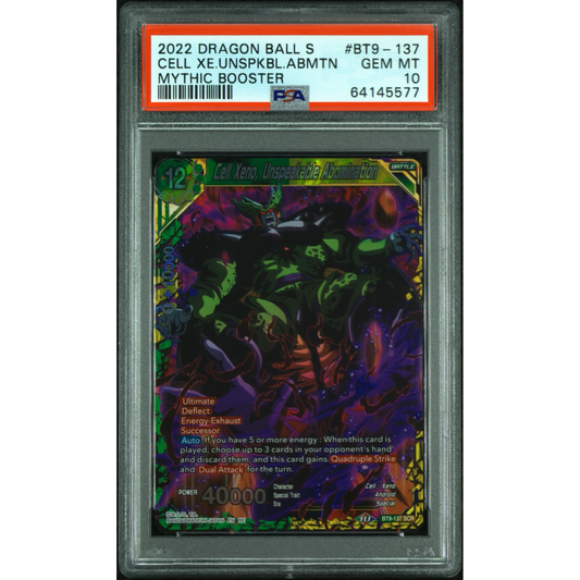PSA 10 2022 Dragon Ball S Cell Xeno Unspeakable Abomination BT9-137