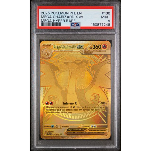 PSA 9 2025 POKEMON PFL EN-PHANTASMAL FLAMES #130 MEGA CHARIZARD X EX MEGA HYPER RARE