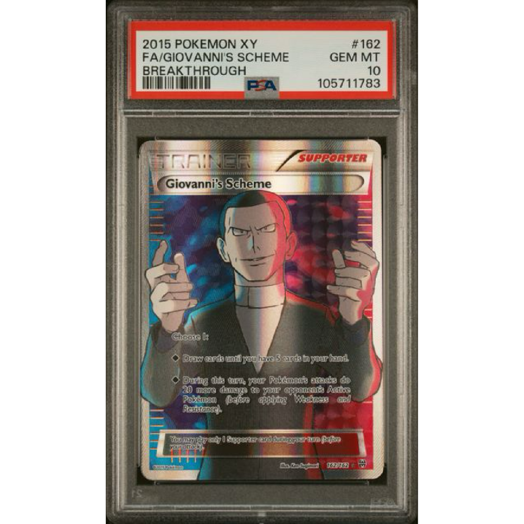 PSA 10 2015 POKEMON XY BREAKTHROUGH #162 FA/GIOVANNI'S SCHEME BREAKTHROUGH 105711783