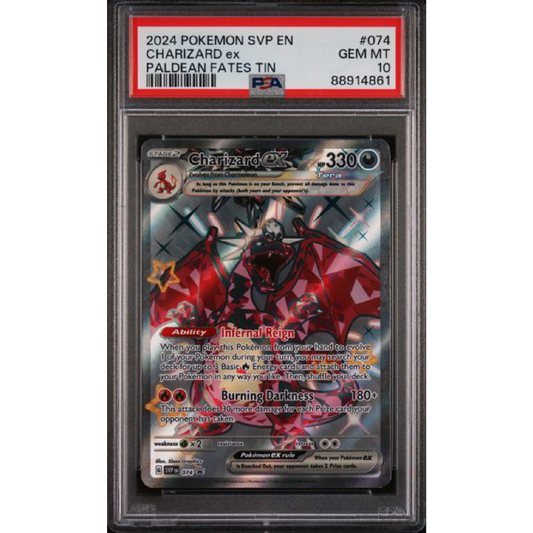 PSA 10 2024 POKEMON SVP EN-SV BLACK STAR PROMO #074 CHARIZARD EX PALDEAN FATES TIN 88914861