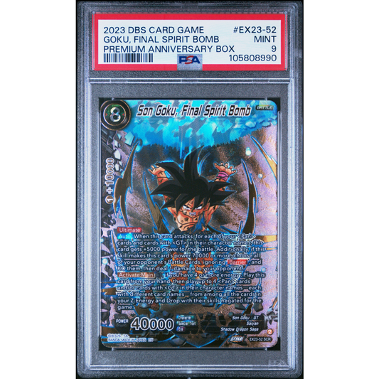 PSA 9 2023 DRAGON BALL SUPER CARD GAME PREMIUM ANNIVERSARY BOX #EX23-52 GOKU, FINAL SPIRIT BOMB